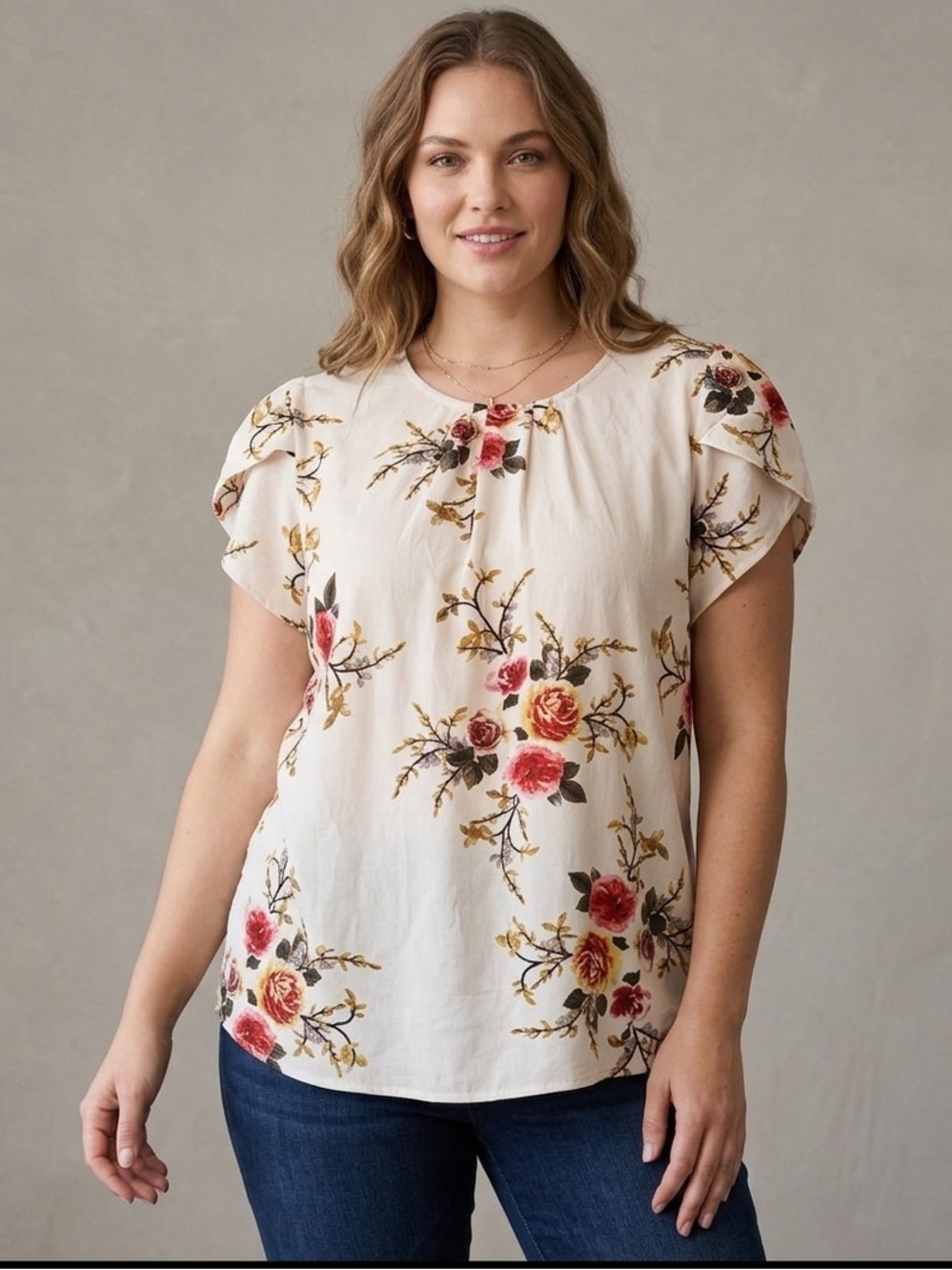 Floral Spring Summer Short Sleeve Top, Lightweight & Airy Shirt New Without Tags